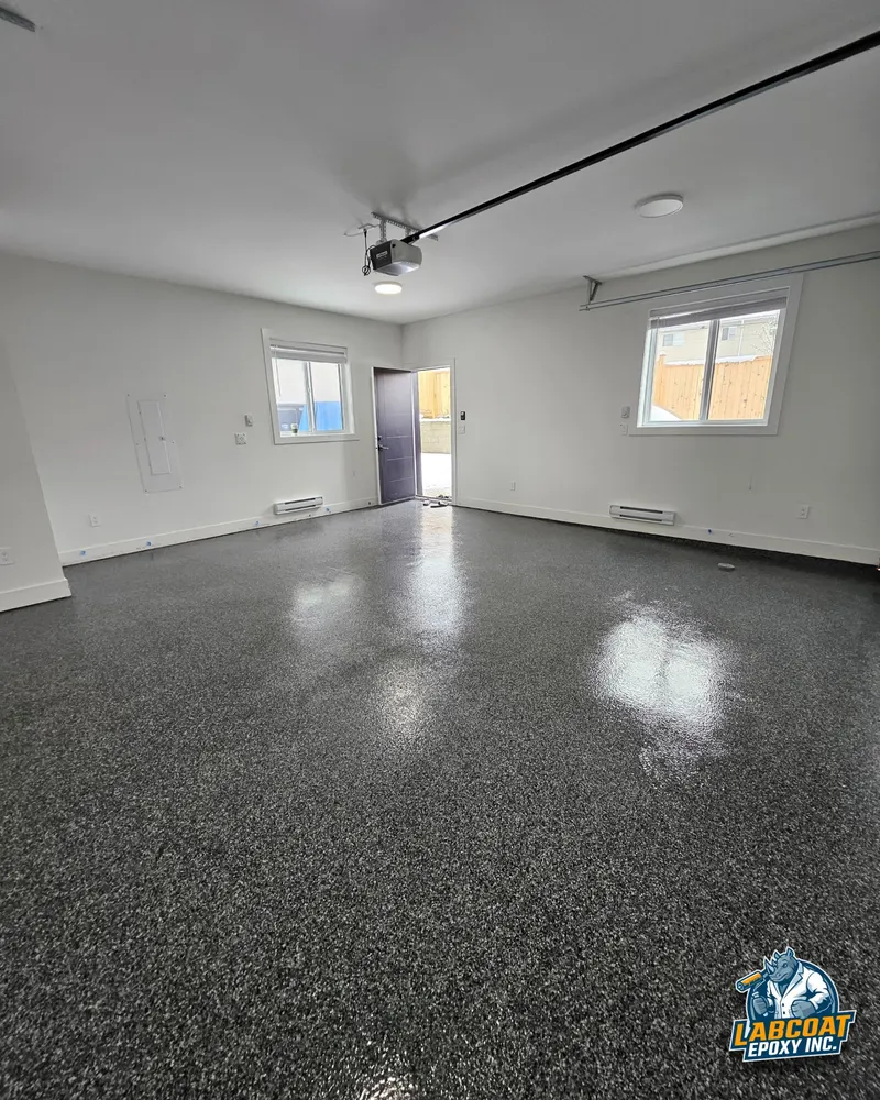 Garage Floor Transformation - Metallic epoxy finish with high-gloss topcoat | Vancouver Epoxy Flooring Gallery | Lower Mainland BC